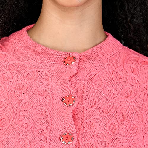Image of LADYWILLINGTON Women Woollen Round Neck Sweater Heavy Front Long Kadai Cardigan Winter Wear Pure Wool Cardigan for Women Free Size Cotty Warm Cardigans with Side Pockets