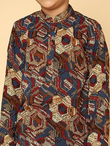 Image of KISAH Kids' Kurta - Printed Cotton Blend - Traditional Indian Ethnic Wear for Kids - Ideal for Weddings and Festivals
