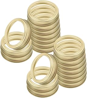 Generic 24pcs Golden Tinplate Jar Screw Rings for Mason Jars with Split Type Design for Canning and Kitchen Organization f...
