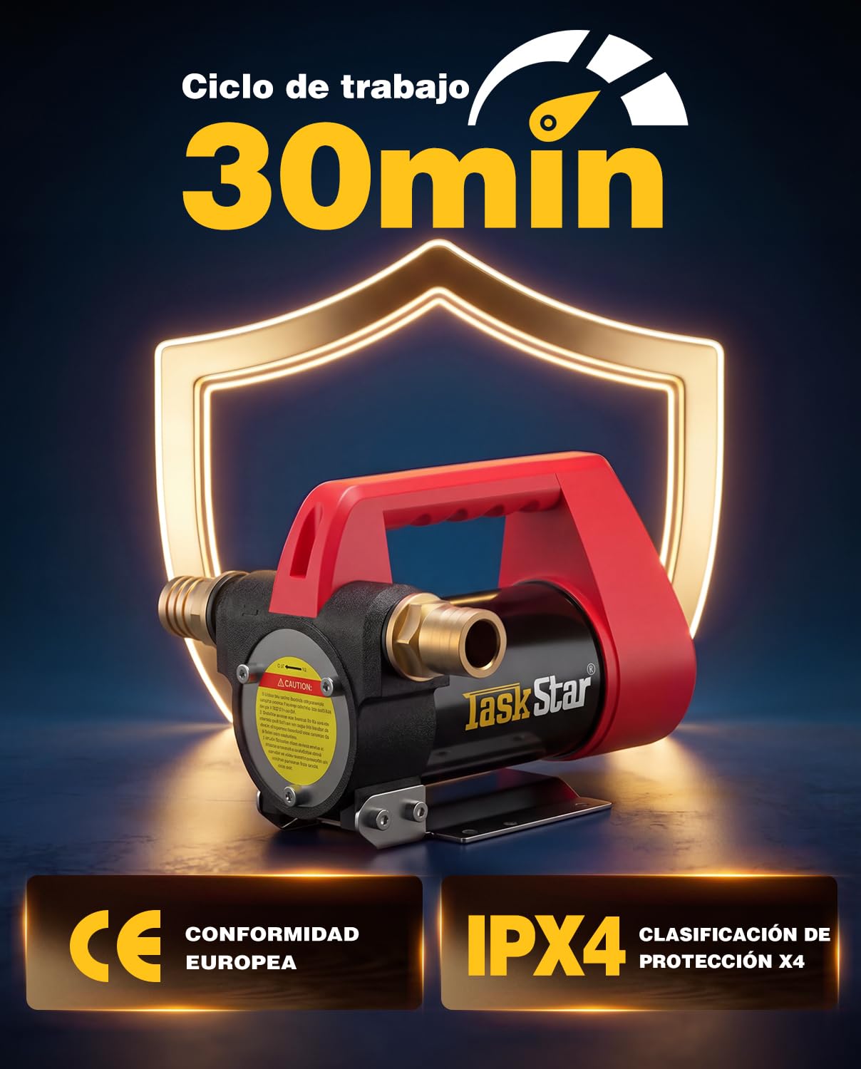 TaskStar Bomba Trasvase Gasoil 12V: Caudal 50 L/min, Eléctrica Bomba Portátil con Pistola, Filtro y Mangueras para Diésel, Biodiésel, Queroseno y Gasóleo – Para Casa, Granja y Obra