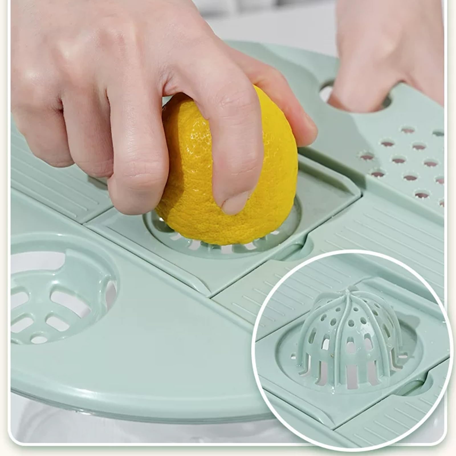 Mandolina de Cocina Multifuncional de Acero Inoxidable, con Cortador 5 Cuchillas, Colador Yemas Huevo, Rallador, Almacenamiento Visible Alta Capacidad, Ahuecado y con Drenaje