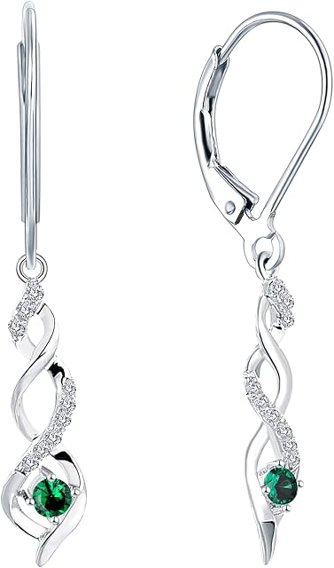 JO WISDOM Women Earrings,925 Sterling Silver Infinity Leverback Dangle & Drop Earrings with AAA Cubic Zirconia