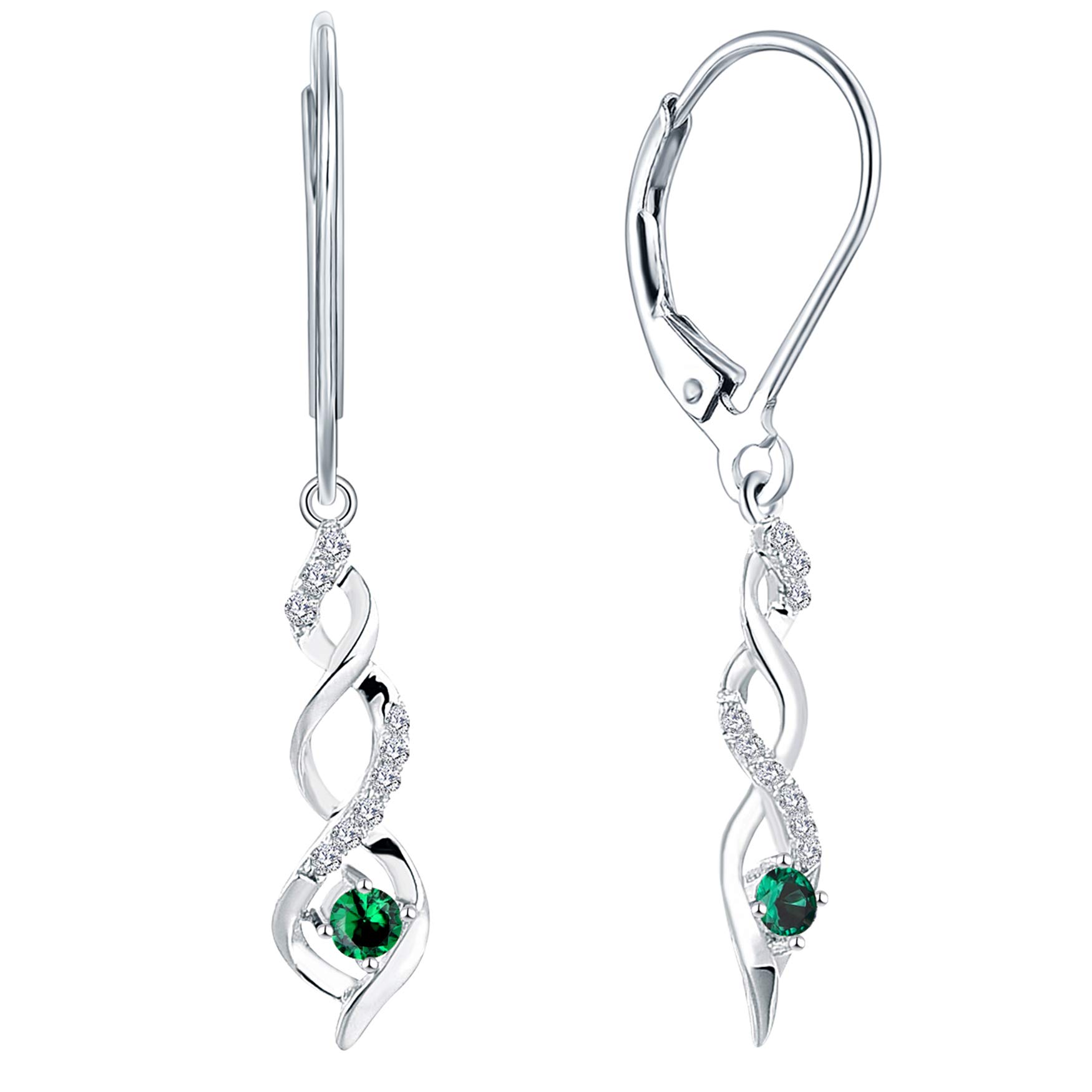 JO WISDOM Pendientes Mujer Plata de ley 925 Infinito Cristales Swarovski Joyería