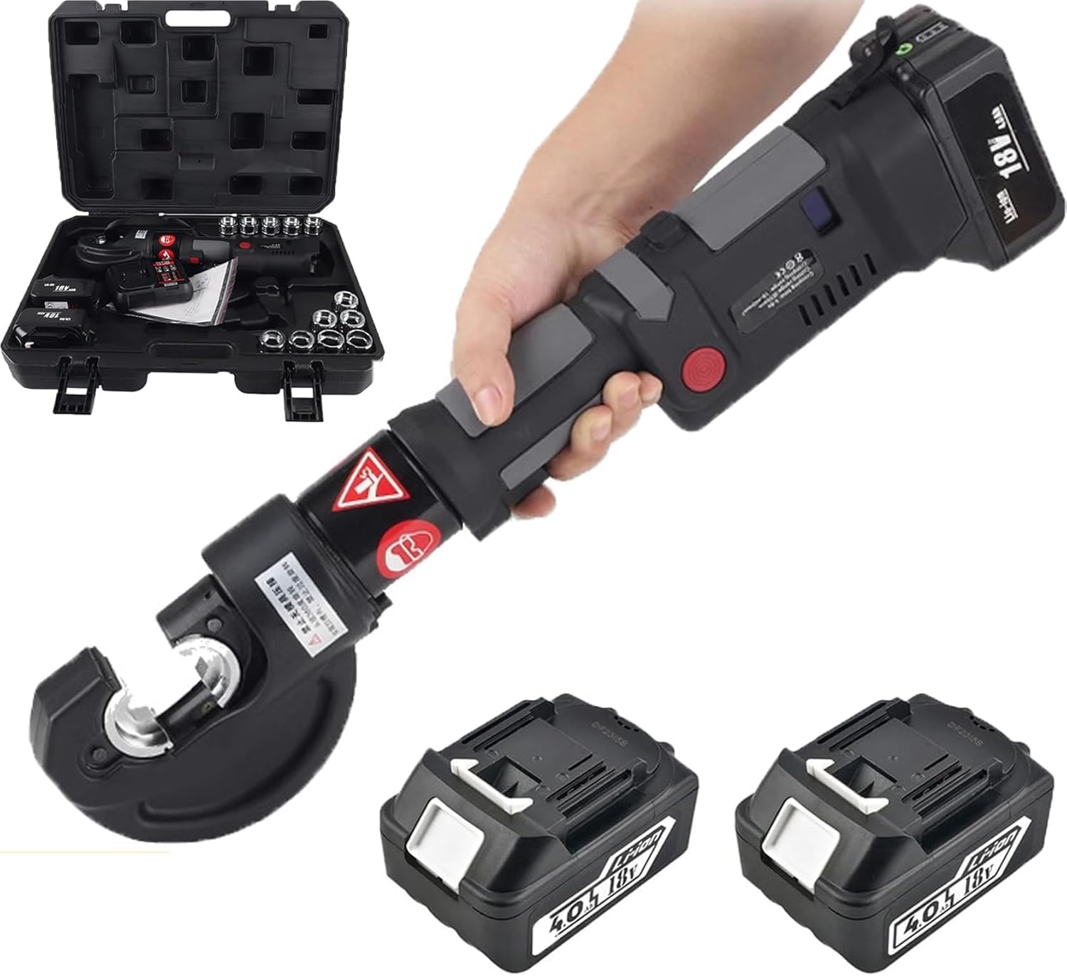 Kit de herramientas de crimpado hidráulico eléctrico, pantalla digital, herramienta de crimpado manual profesional para tuberías de Al y Cu, ideal para aplicaciones de calefacción por suelo radiante