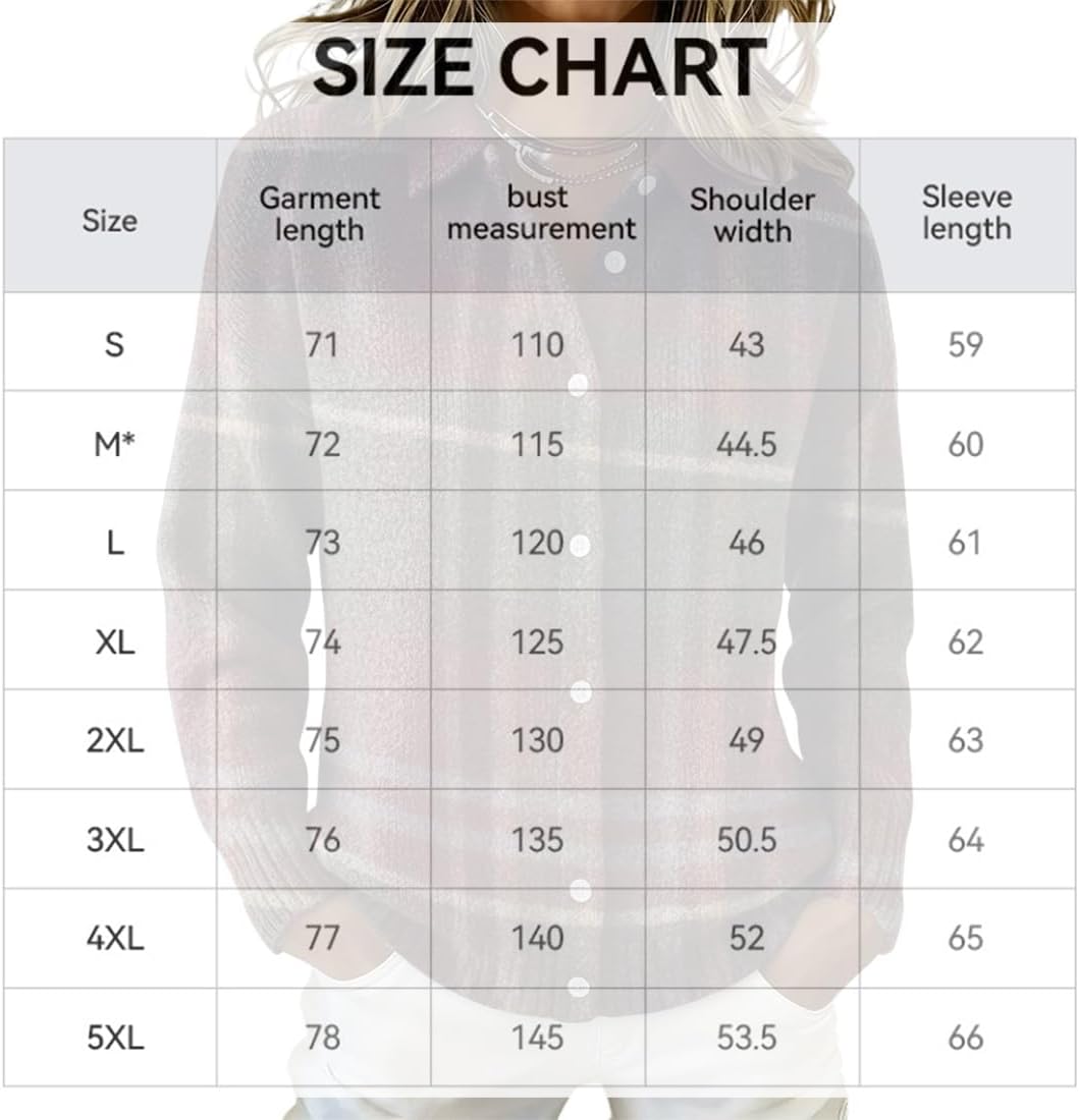 Women's Plaid Print Casual Cotton Buttoned Cardigan Sweater, Featuring Shirt Collar and Versatile Over-Hip Length - Image 2