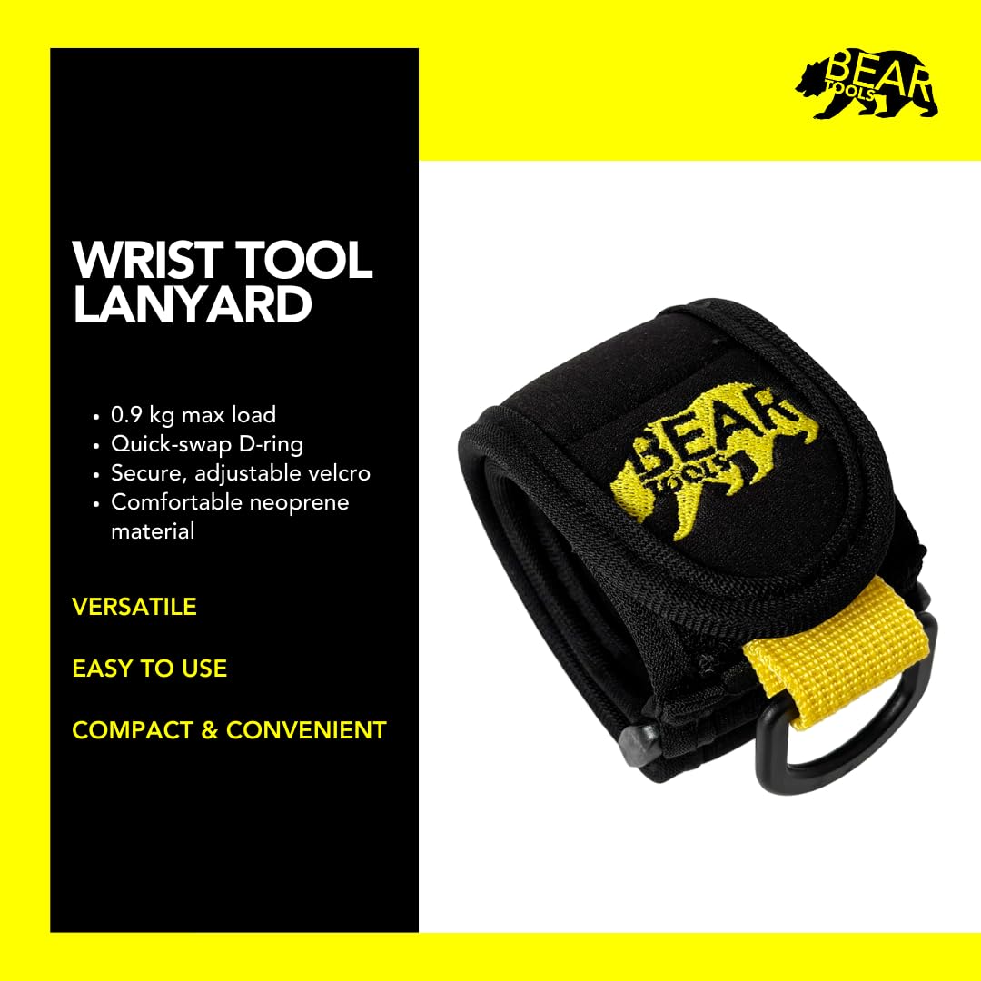 BearTOOLS Wrist Tool Strap - Effortless Tool Tethering for Comfort & Safety - Adjustable, Interchangeable - Velcro Closure, 0.9kg Max Load - Black - Image 2