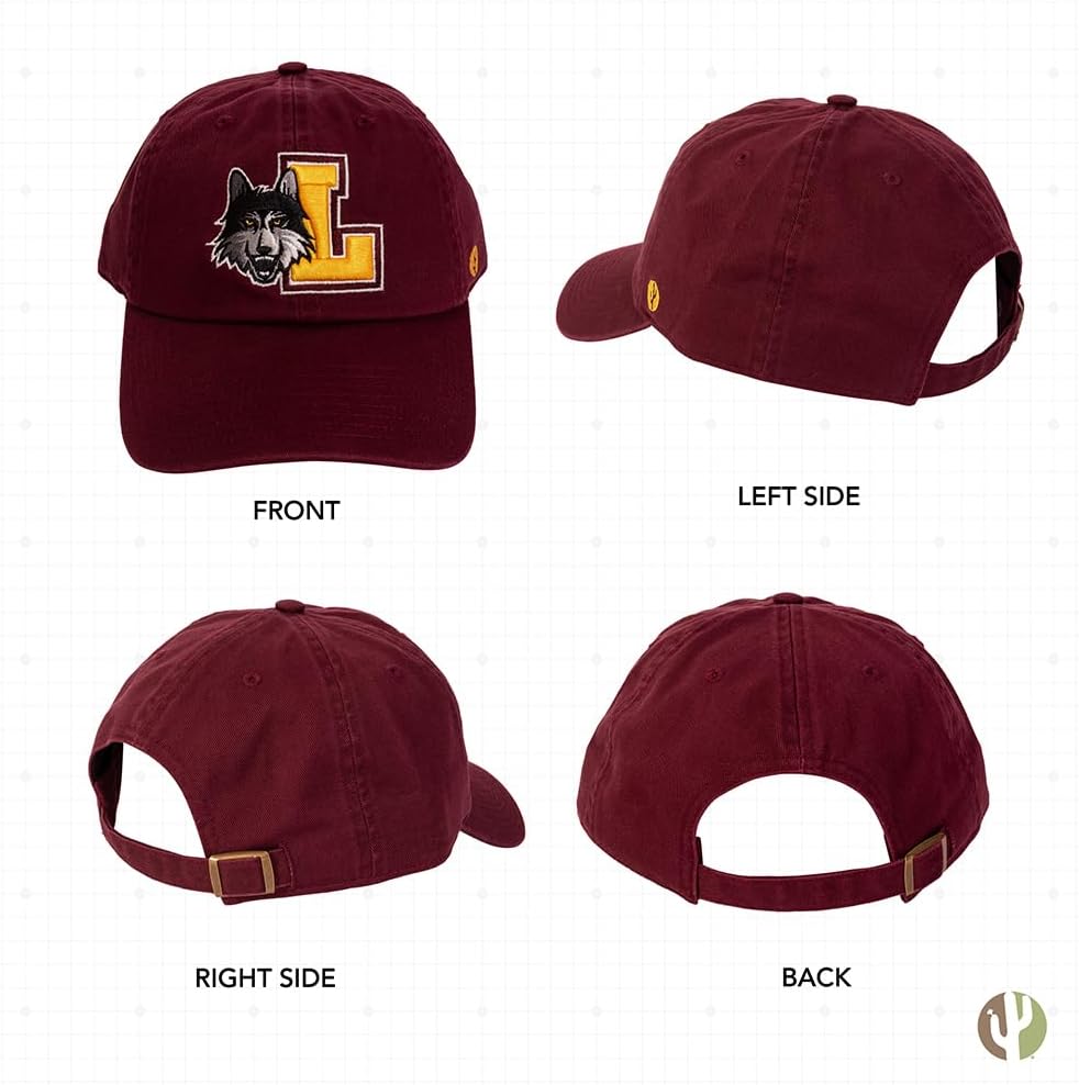 Desert Cactus Loyola University Chicago Baseball Hat LUC Ramblers Brimmed Embroidered Cap Adjustable Cloth Strap Adult (Style B) Red - Image 3