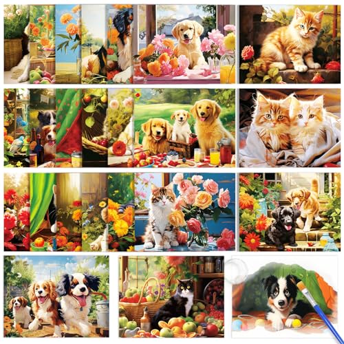 ZOIIWA 24 Pcs Dementia Products for Elderly Reusable Water Painting Toys Pet Dog Cat Dementia...
