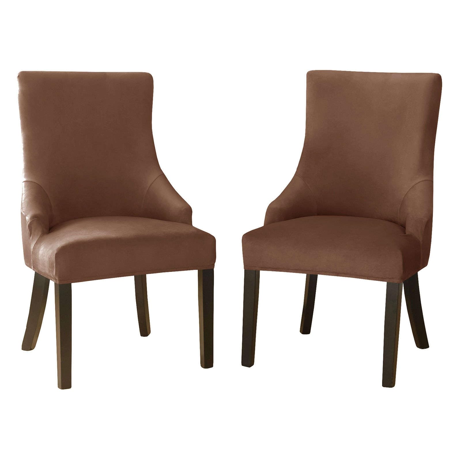JHLD Velvet wingback side chair slipcover, armless wingback chair cover Stretch Soft sloping Armchair Covers Removable Washable for Dining Room Banquet-Deep coffee-2 Piece โ image 1