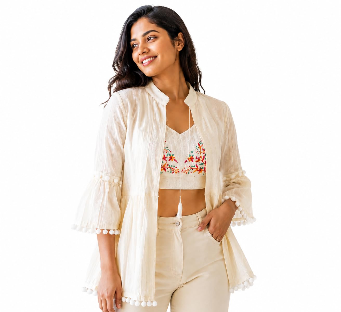 Shobha Collections Women's Embroidered Top with Shrug Set | Casual & Festive Shrug Set for Girls Pack of 1-picture-43
