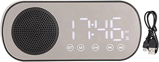WOOXGEHM Digital Alarm Clock with BT Speaker, Dual Alarm Clock, Large Led Screen Radio Alarm Clock, Portable Digital Alarm Clock for Reading Cooking Horse Riding
