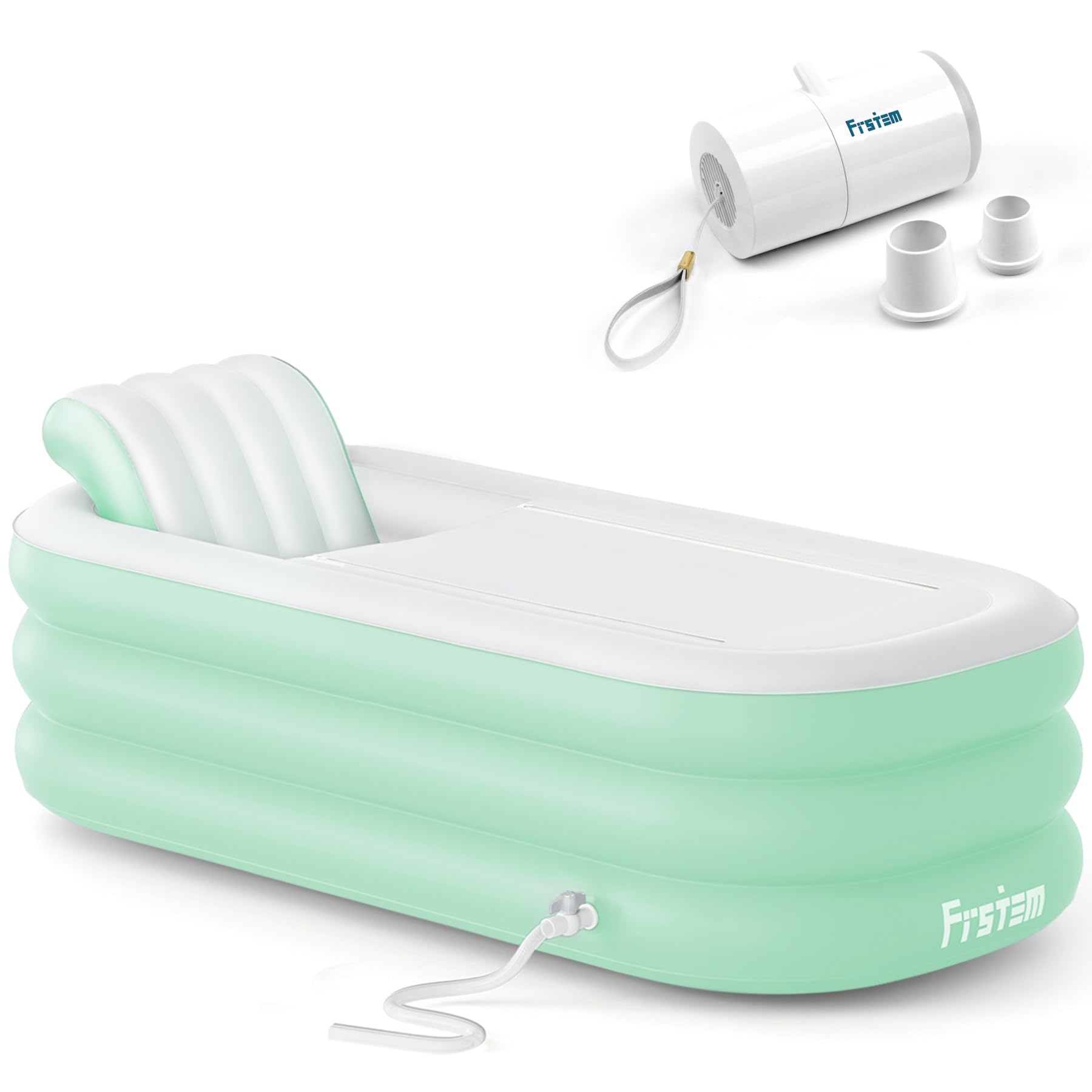 Extra Large 72" Inflatable Bathtub for Adults, Portable Folding Tub with Wireless Electric Air Pump, Ice Bath Tub for Athletes, SPA Freestanding Soaking Barrel for Indoor or Outdoor, Mint