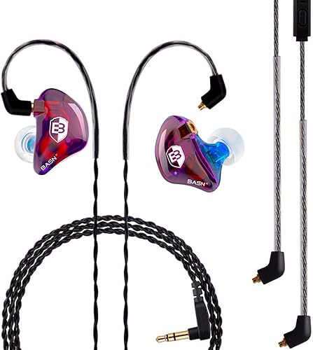 BASN Auriculares profesionales con monitor de oído para cantantes, bateristas, músicos con conector MMCX Auriculares IEM (Pro Clear Colorful)