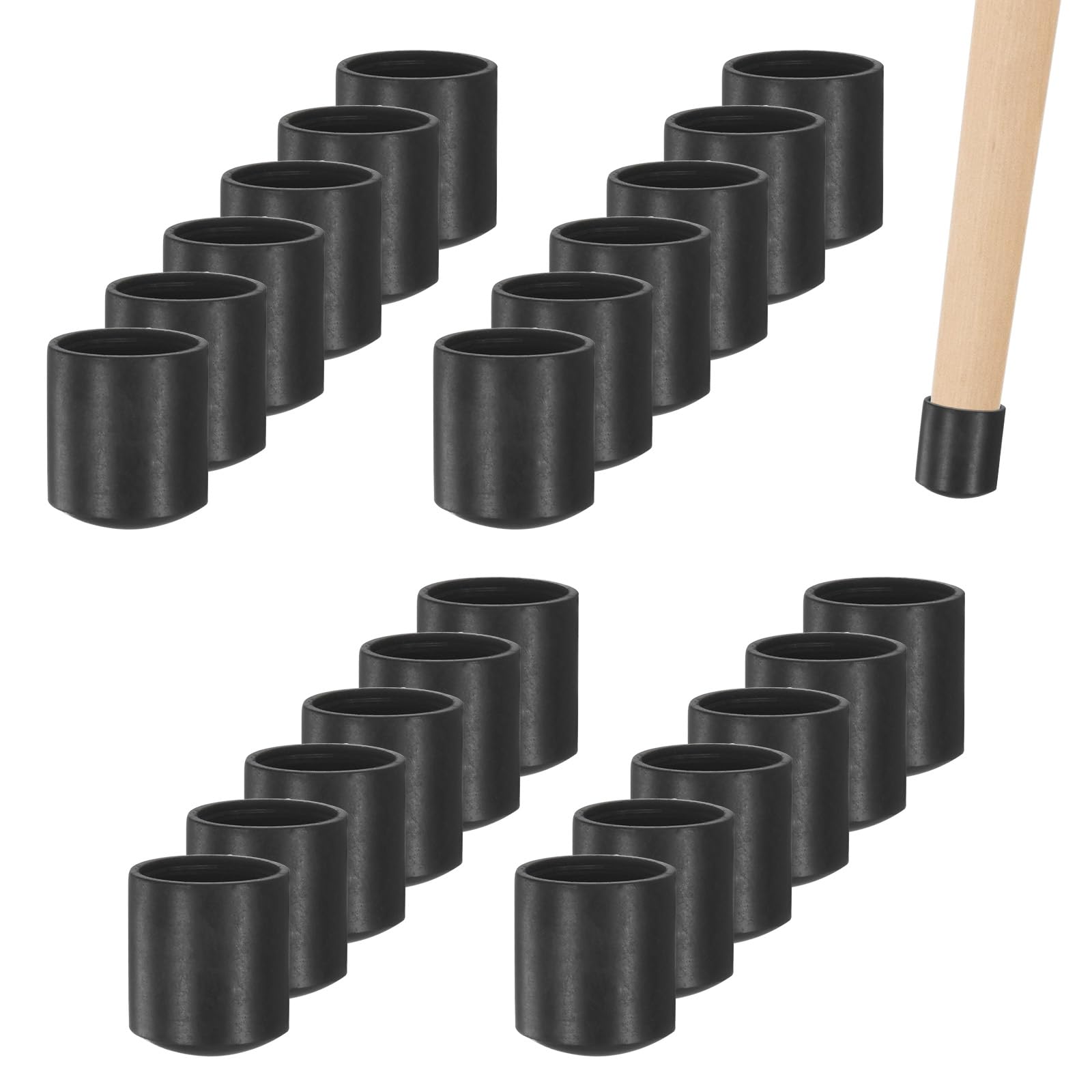 M METERXITY 24-Pack Chair Leg Caps, 3/8 Inch(10mm) PVC Chair Leg Floor Protectors for Folding Chairs/Metal Chairs/Furniture Table/Hardwood Floors, Round Non-Slip Cover End Tips [Black]