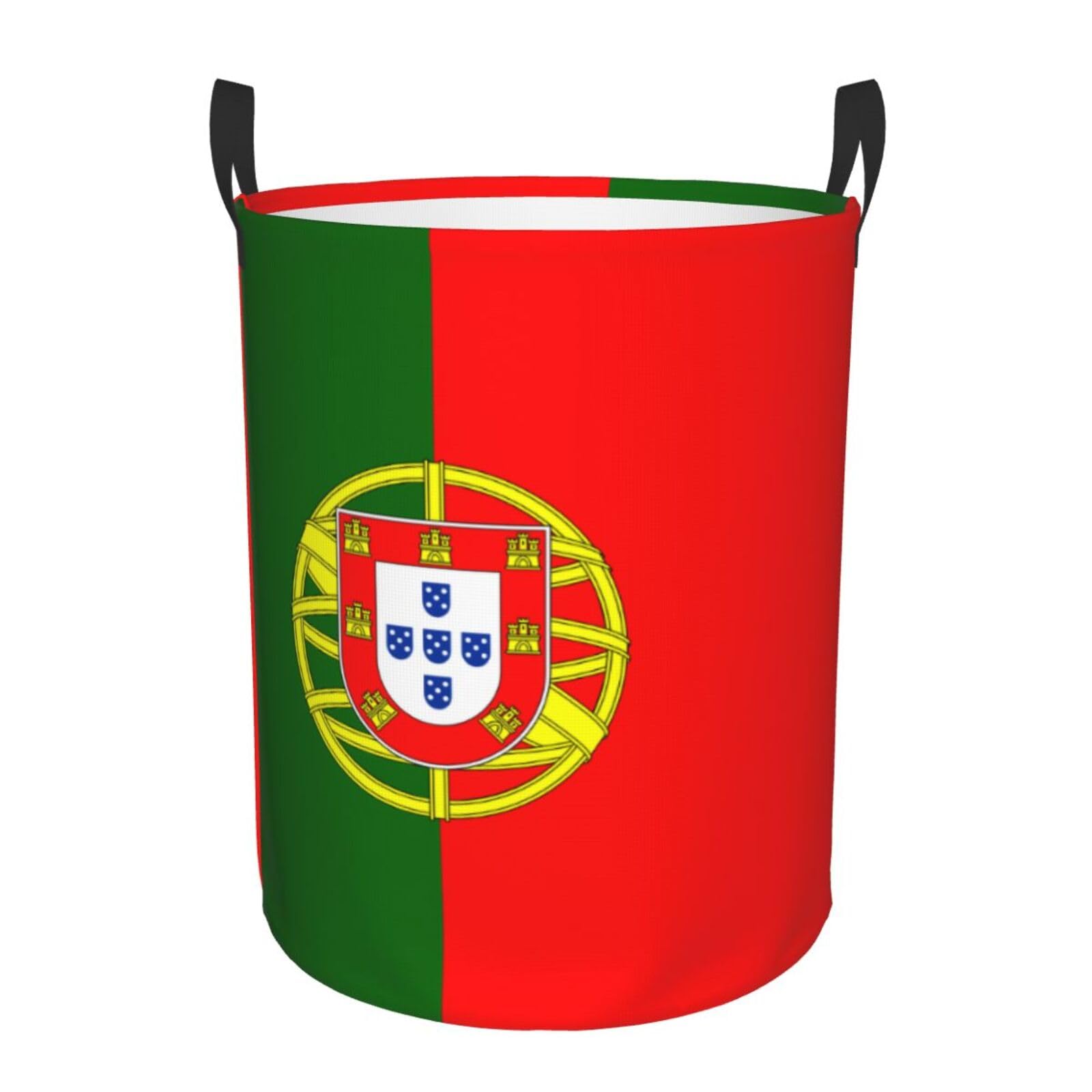 S Circular Hamper – Collapsible Portuguese flag Print Laundry Basket