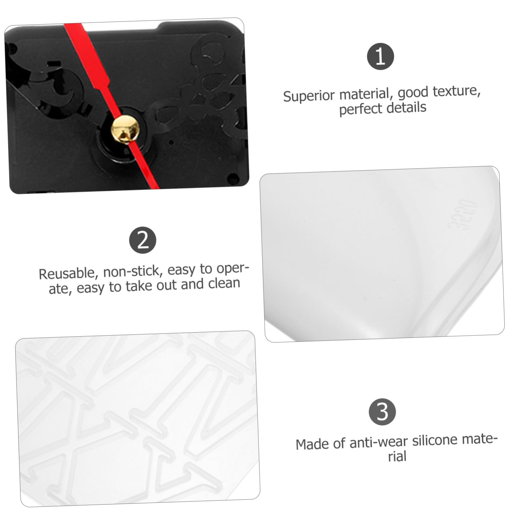 Artibetter 2 Ensembles Moule à Silicone pour Bricolage DIY Complet avec Chiffres Romains Mécanisme pour Artisanales Décorations Murales