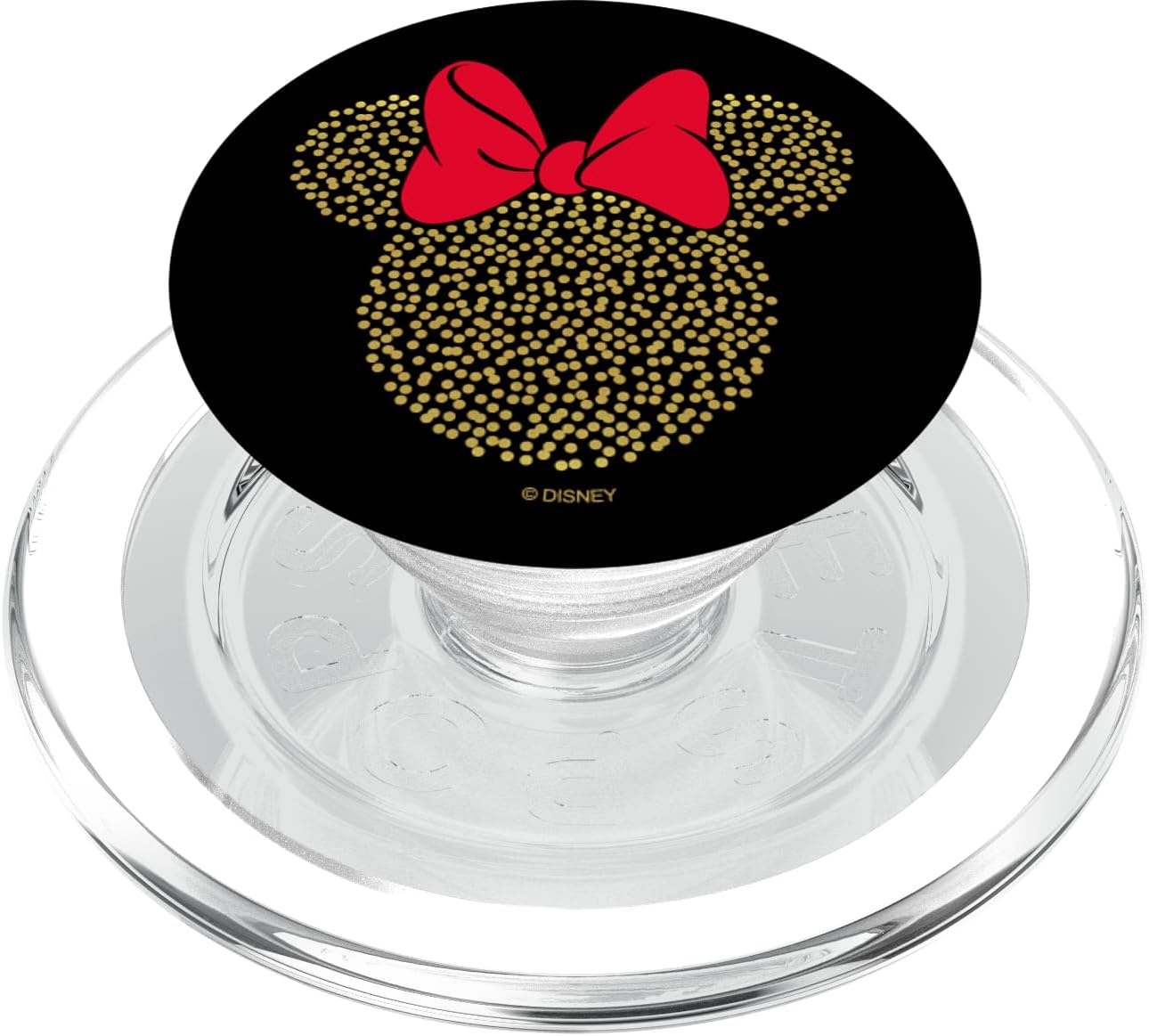 Disney Minnie Mouse Dotted Gold Icon on Black PopSockets PopWallet for MagSafe