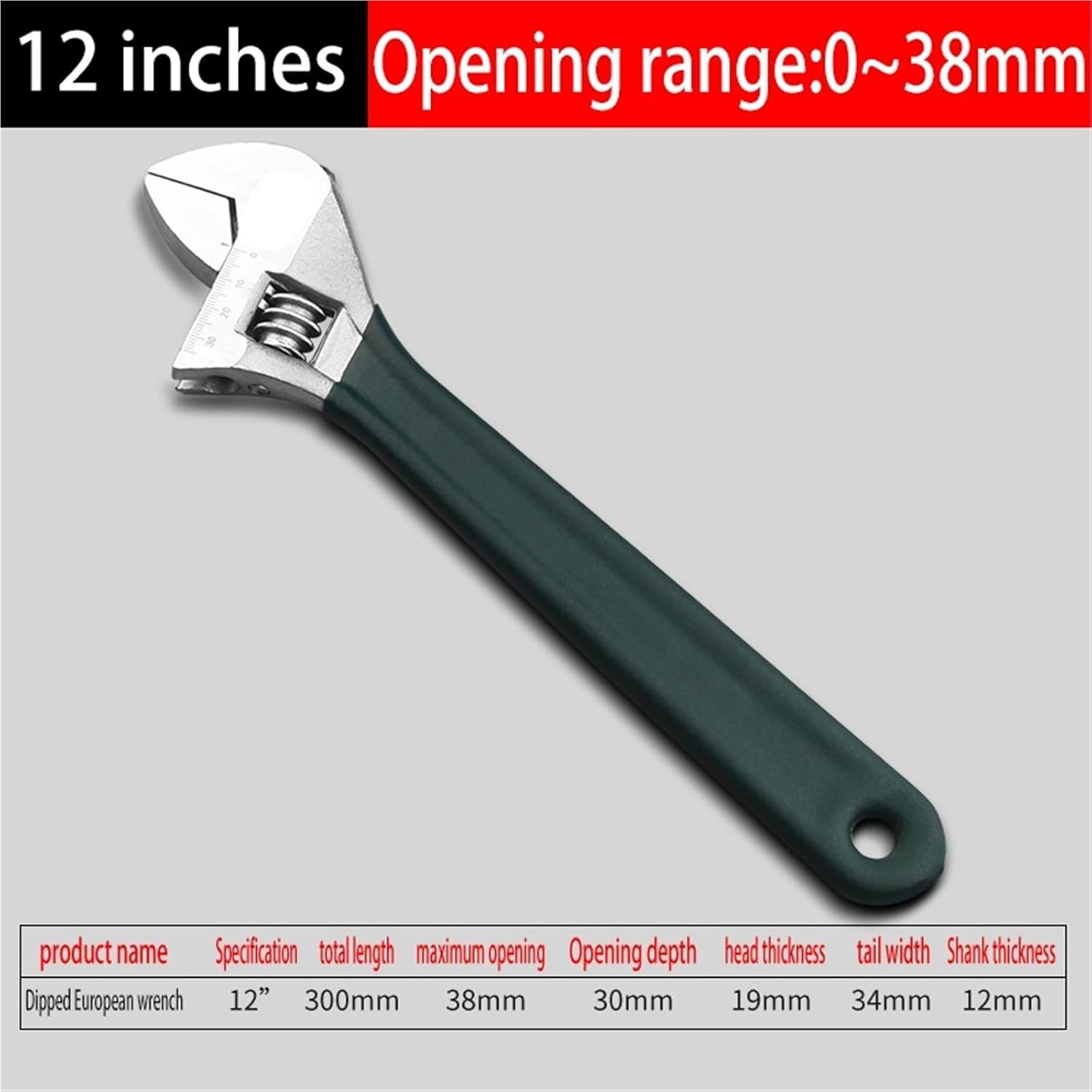 1pc Multifunction Open Wrench 8/10/12 inch Universal Pipe Wrench Auto and Car & Bathroom Repairs Hand Tools Set(12 Inch)