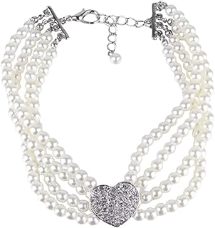 Mikikit Cat Collar Personalized Dog Pearl Necklace Costume Jewelry Personalized Collars for Dogs Dog Necklace Pearl Choker Pearl Jewelry Pearl Collar for Dogs Pearl Dog White Pet Pendant
