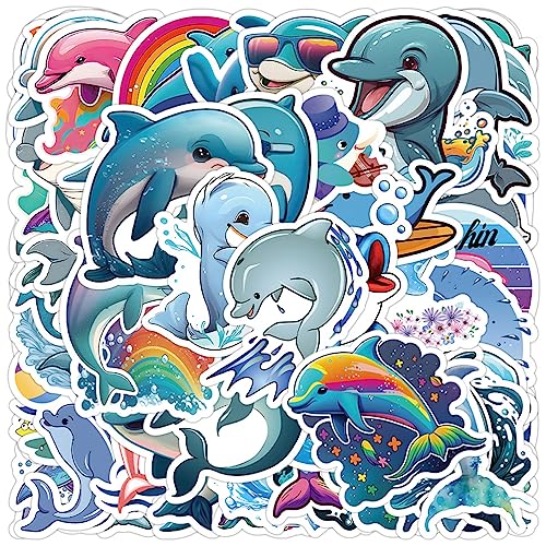 Popeoiuh 50pcs Dolphin Sticker Pack- Cute Dolphin Decals for Kids Teens Students Phone...
