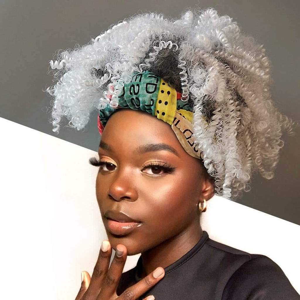 Amazon.com : Nicelatus Short Ombre White Head-Wrap Wig Synthetic Curly Hair  Wigs with Colorful Headband African American Head Wrap Hairstyles : Beauty  & Personal Care