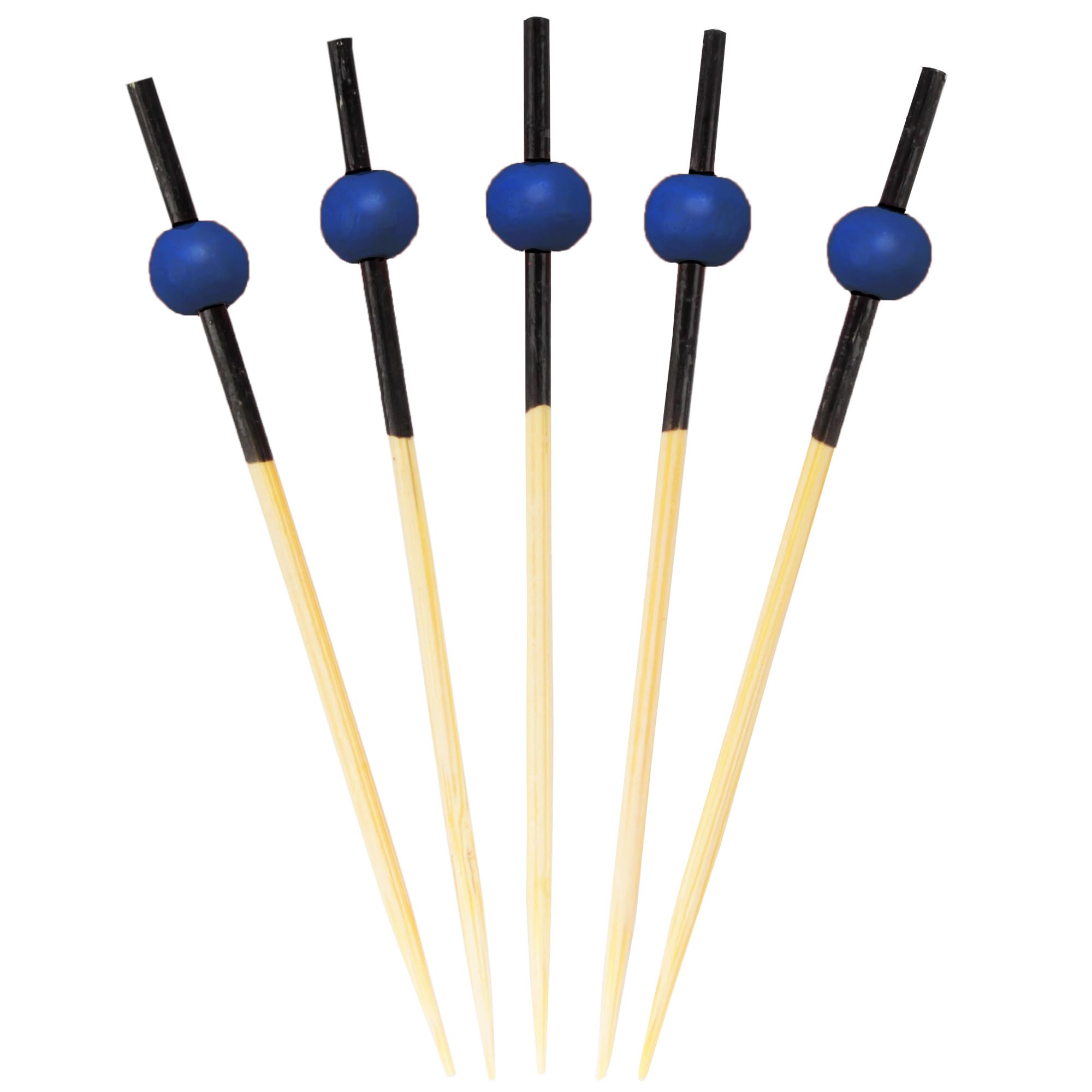 BambooMN Decorative Ball End Cocktail Fruit Sandwich Picks Skewers for Catered Events, Holiday's, Restaurants or Buffets Party Supplies - 2.75" Light Blue, 100 Pieces