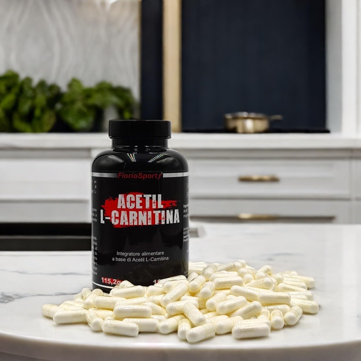Acetil L-Carnitina FlorioSport, 180 capsule da 500 mg. (90 dosi da 1000mg) Integratore di Acetyl Carnitina