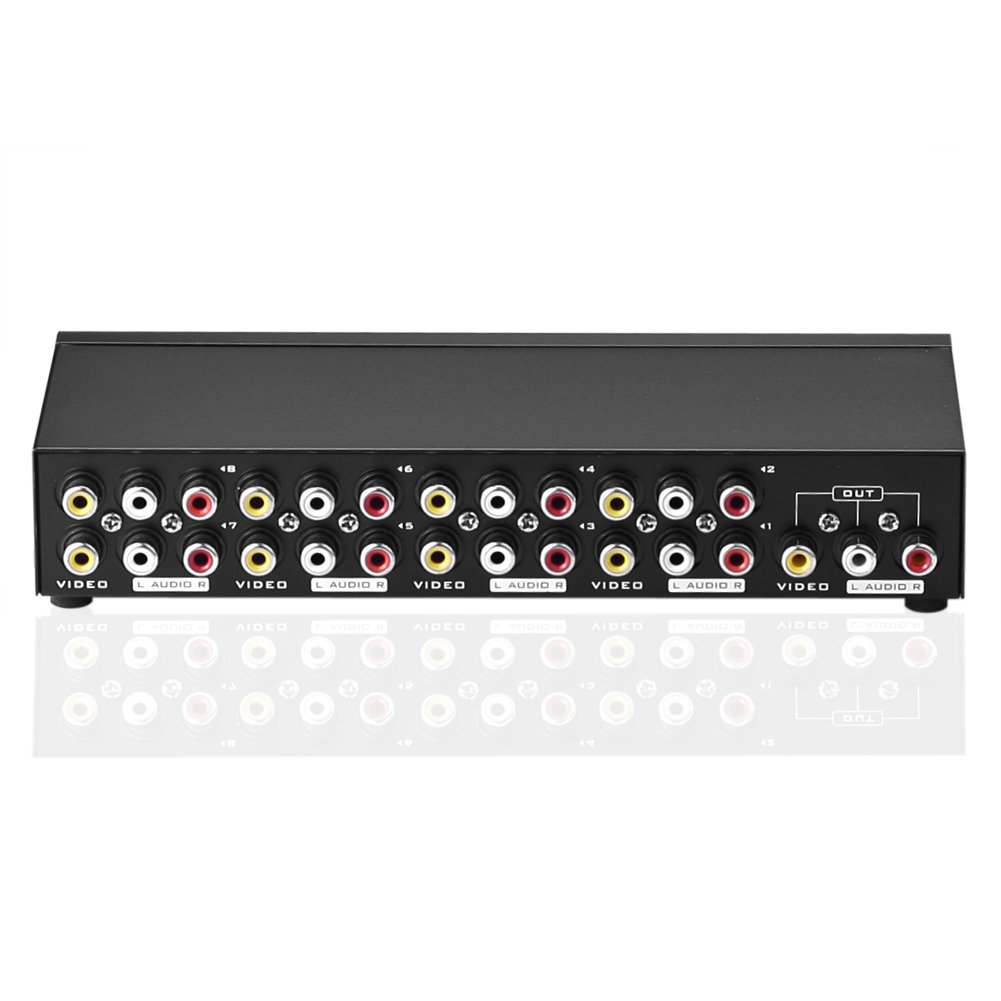 8 Port Wejście 1 Wyjście Wideo Audio AV RCA Przełącznik Przełącznik Box