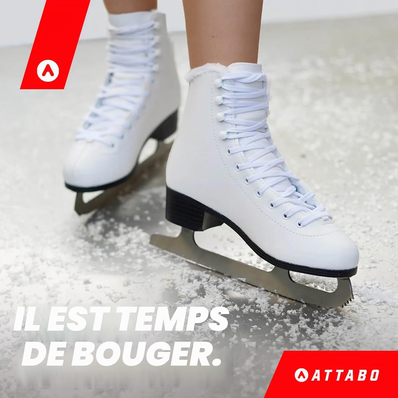 ATTABO Patins Artistiques pour Femmes Lame en Acier Inoxydable Laçage Classique Crochets Renforcés Doublure en Fourrure Artificielle Blanc Confortable FS