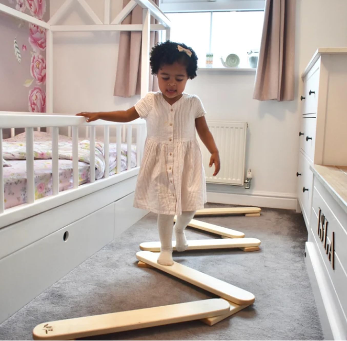 Balance beam for kids, introductory balance beam, wooden Children low beam, balance board, wooden activity, Schwebebalken kinder, wood toy-image-22