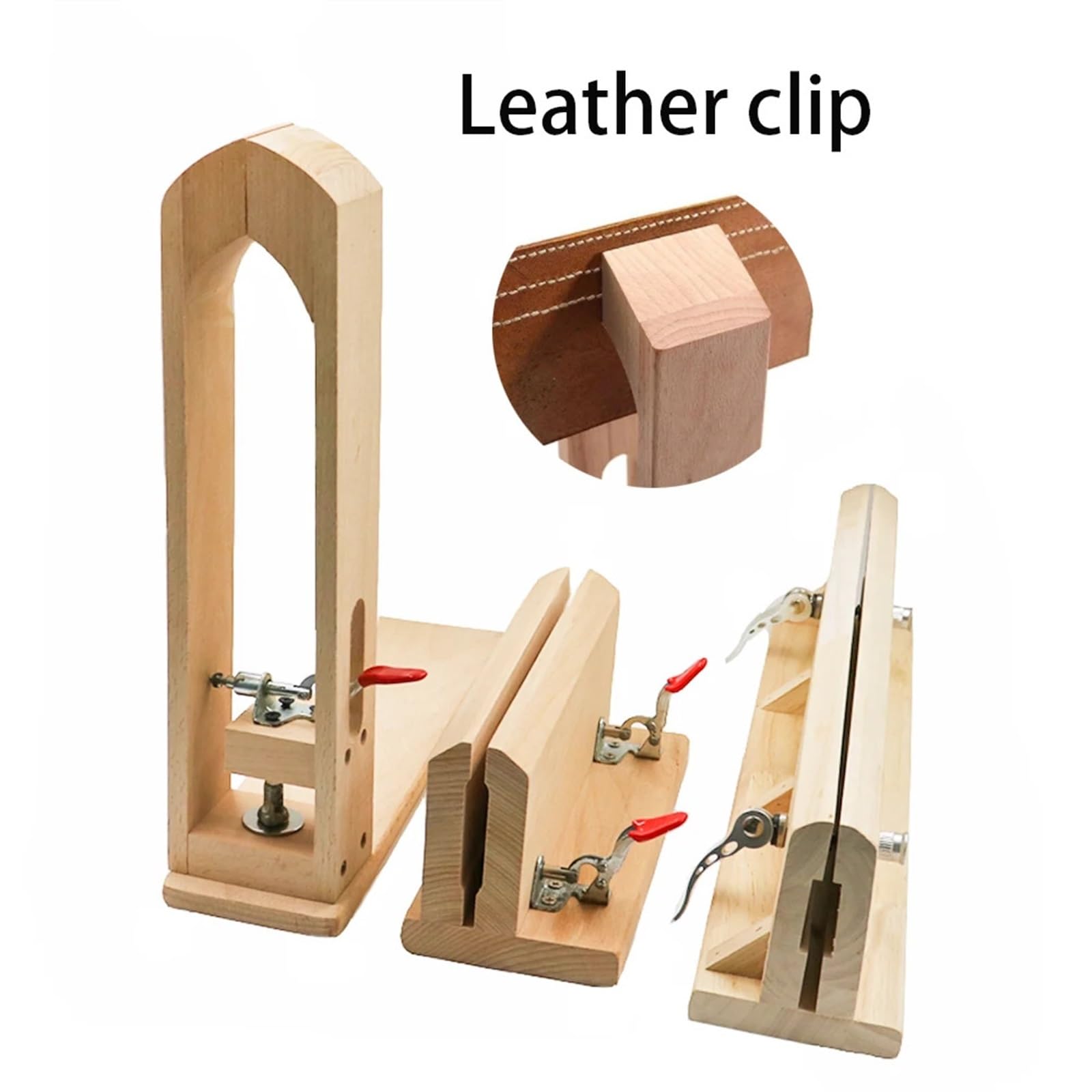 Coser Clip De Madera Herramienta De Sujeción For Costura A Mano Cuero Artesanal, Clip Madera Horizontal Escritorio For Coser Cinturones(50cm wooden clips)