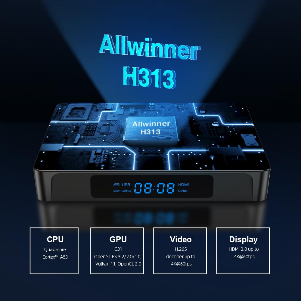 X96QPRO 2GB de RAM y 16GB de ROM Box Android TV Box Media Player Alta calidad (Android 10.0) con mando a distancia y cable HDMI, Reproductor multimedia Caja TV 4K
