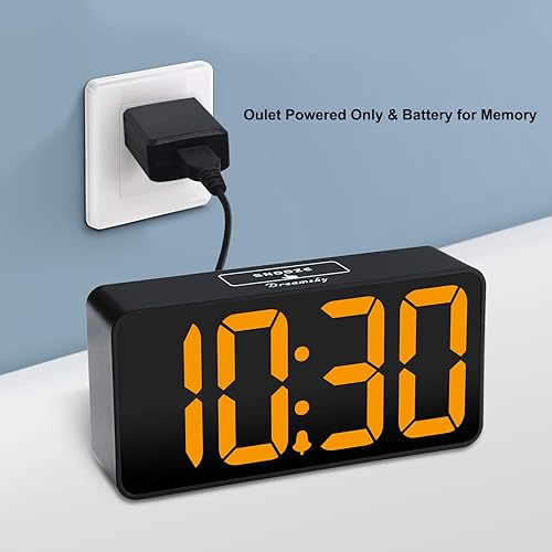 Miniatura 2 de DreamSky Reloj despertador digital pequeño para dormitorio, pantalla de números grandes grandes con atenuador de brillo, reloj eléctrico de mesita