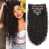 LACE PLUS Clip In Hair Extensions - 140G Synthetic hair Dark Brown Clip in Human Hair Feelings Extensions Jerry Curly Hair Extensions for Black Women extensions Hairpieces (2# 24 Inch)(Pack of 7)