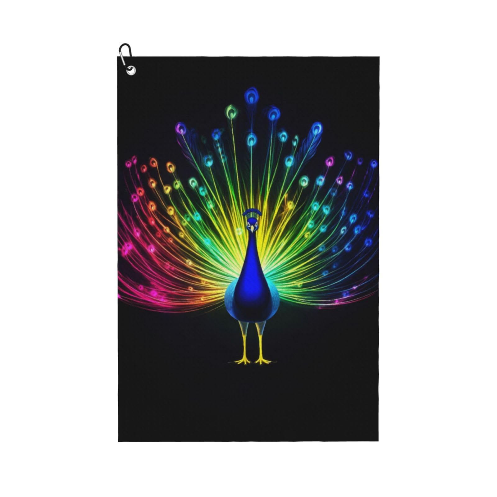 BSDFGSDD Rainbow Peacock Painting Black Golf Towel 24 x 16 inches