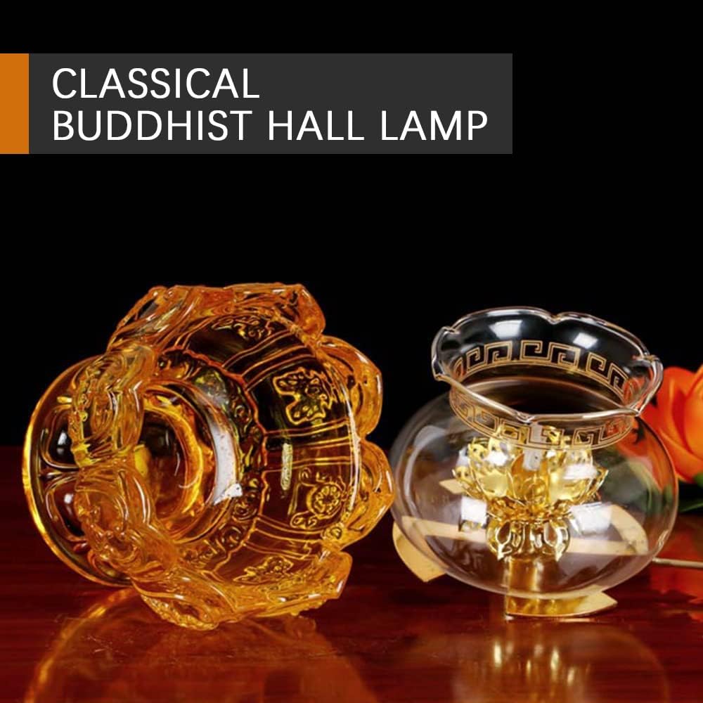 Oil Lamps for Indoor Use Crystal Glass Kerosene Lamp Adjustable Switch Oil Lantern Nostalgia Hurricane Lamp Lotus Oil Lamp Burner Buddha Front Decoration Light 5.3 in Open Flame Paraffin Lamp