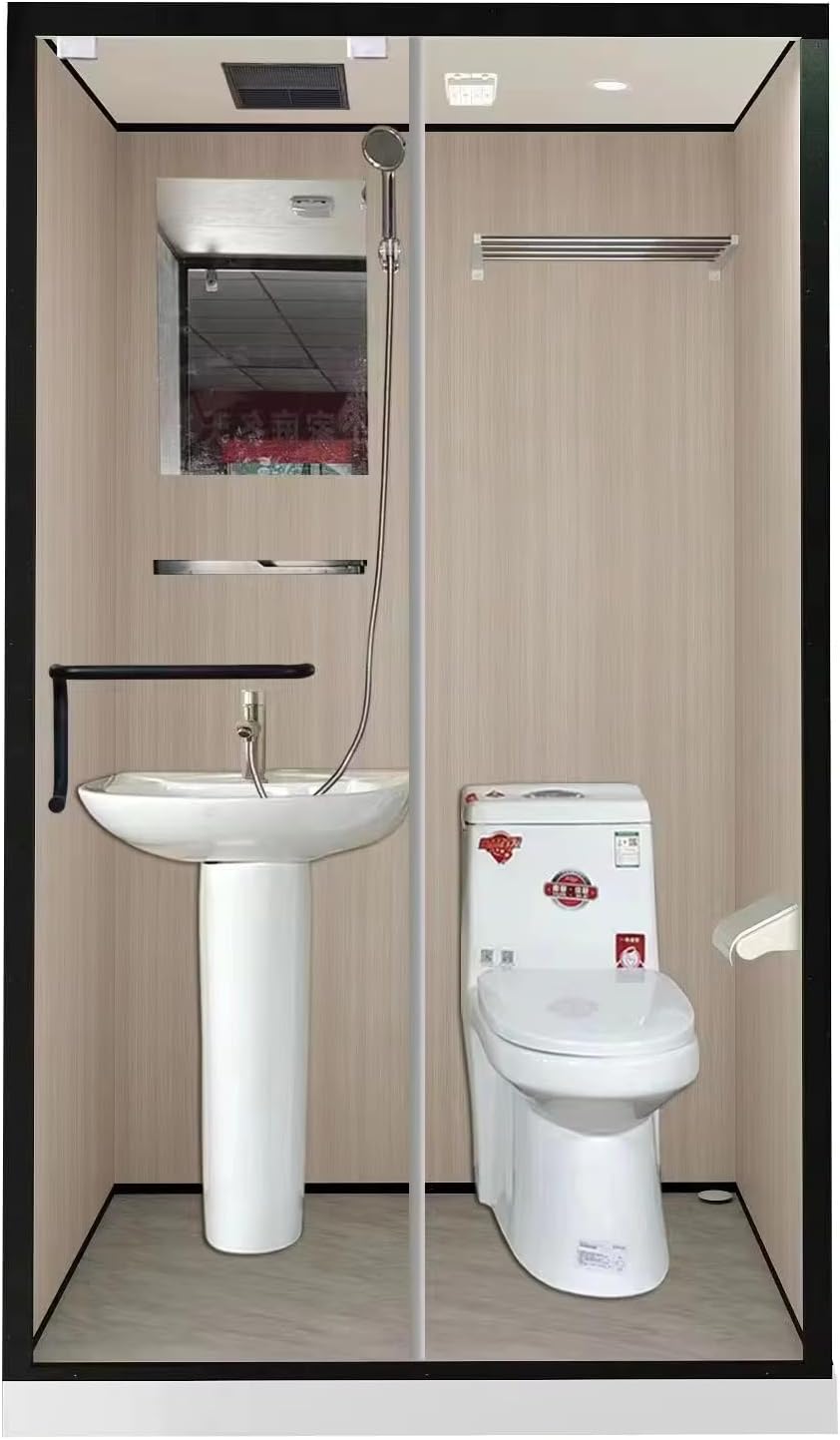 Prefab Luxury Integrated Bathroom Pod All in One Modular Shower Room & WC Unit for Hotels,Residences, & Commercial Spaces (Size, Small 43X55X85 INCH 3, All-in-One Bathroom Module)
