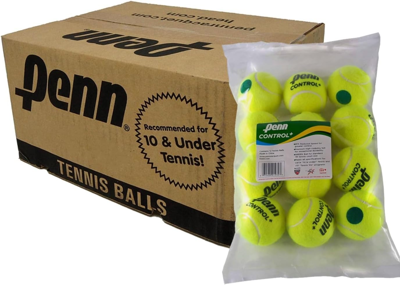 Penn Control+ Green Training Tennis Balls (Case - 72 Balls)