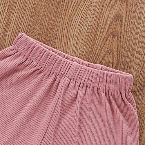 Image of Toddler Girl Clothes Summer Outfit Short Sleeve Shorts Set 12M-5T | Soft ribbed knit toddler girl outfit with breathable fabric, ruffle top, comfy shorts and stretchy fit for summer daily wear.