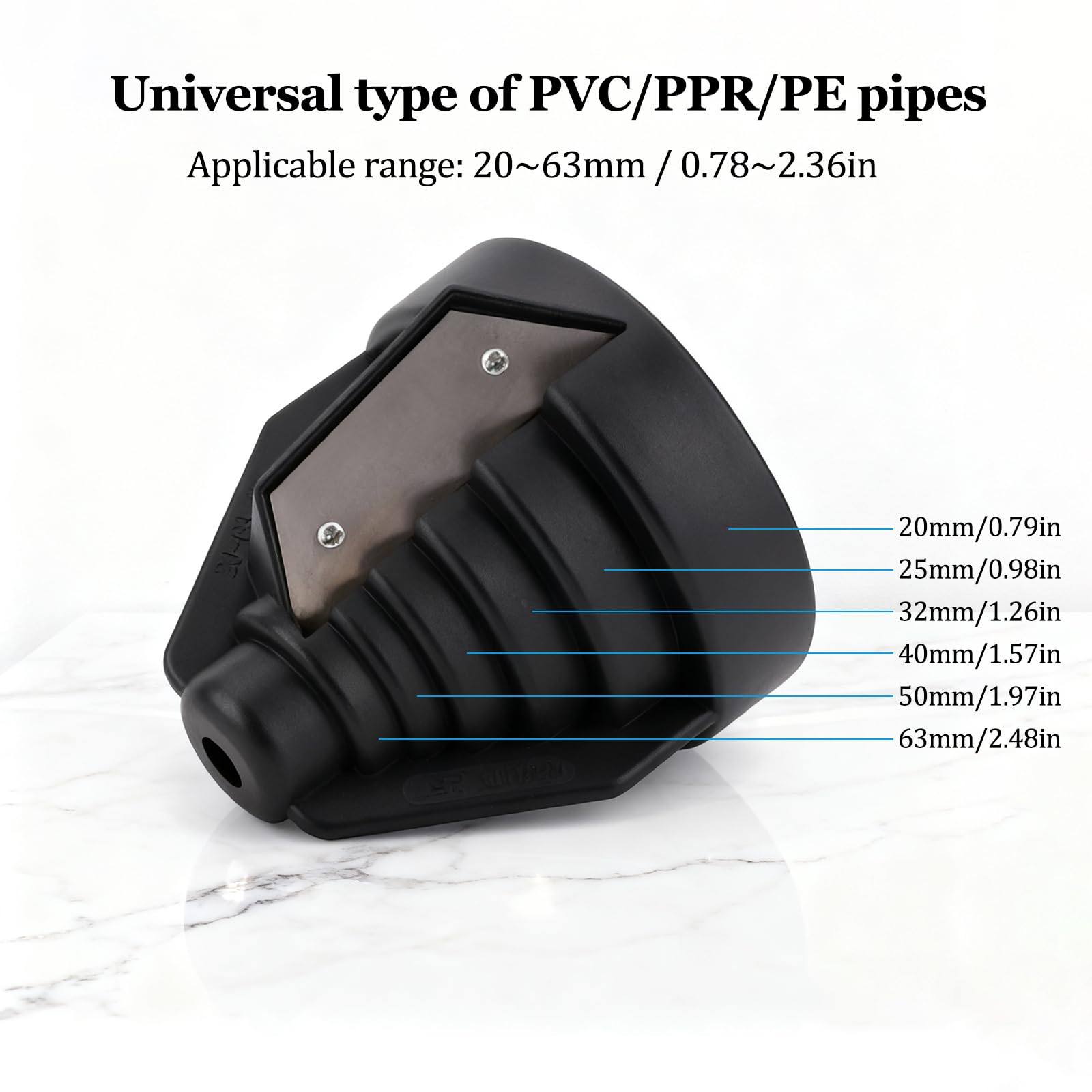 Narzędzie do gratowania rur, plastikowe narzędzia do fazowania, narzędzie do usuwania zadziorów do rur PVC, narzędzie do fazowania rur 20, 25, 32, 40, 50 i 63 mm