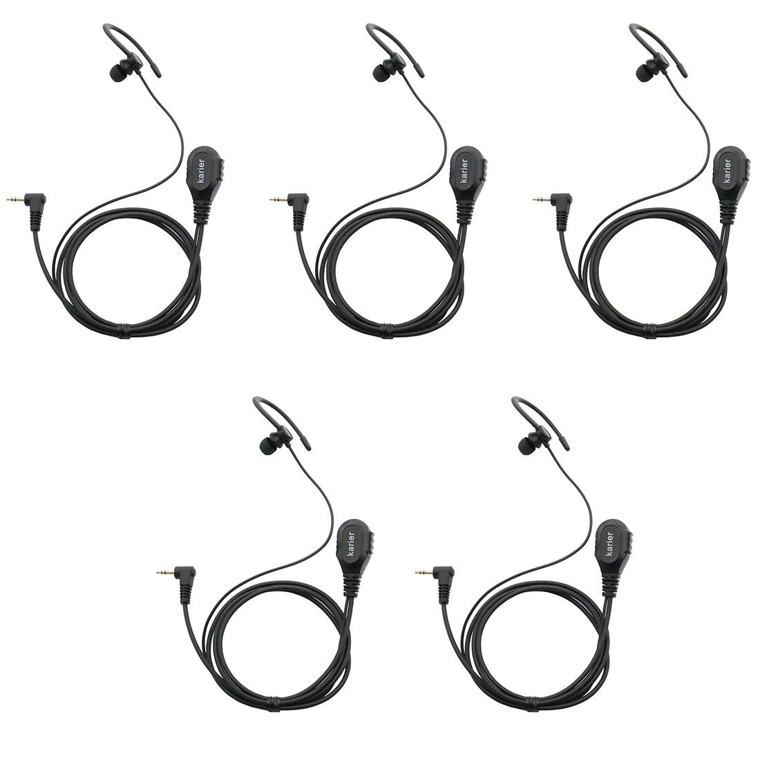 Karier1 Pin Walkie Talkie Headset Earpiece with PTT Mic and Soft Silica Earloops for Motorola MD200TPR MH230R MR350R MS350R MT350R MG160A MH230TPR Radios (5 Pack)