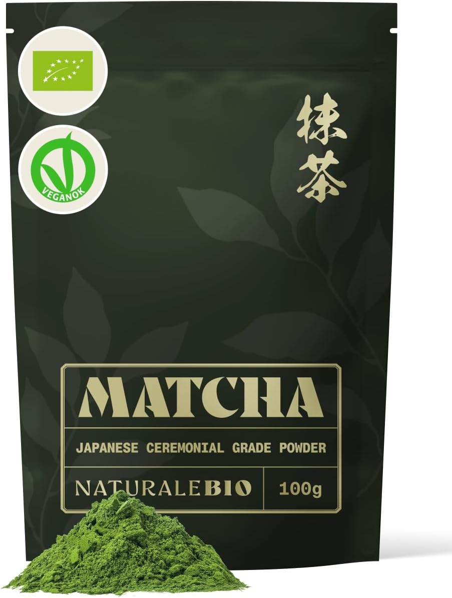 Organic Ceremonial Grade Matcha Powder, 100g. From Uji, Kyoto for Traditional Japanese Tea Ceremony. Green Tea Free of Added Sugars and Preservatives