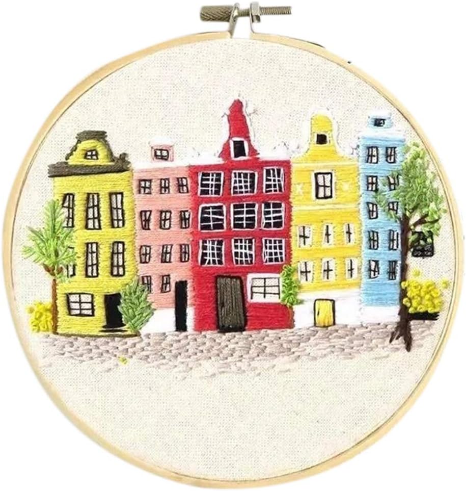 PARIO Cross Stitch Kit with Pattern Template Embroidery Hoop Handcraft Knitting Kit Yarn Set for Kids, Adults, Beginners, Starter