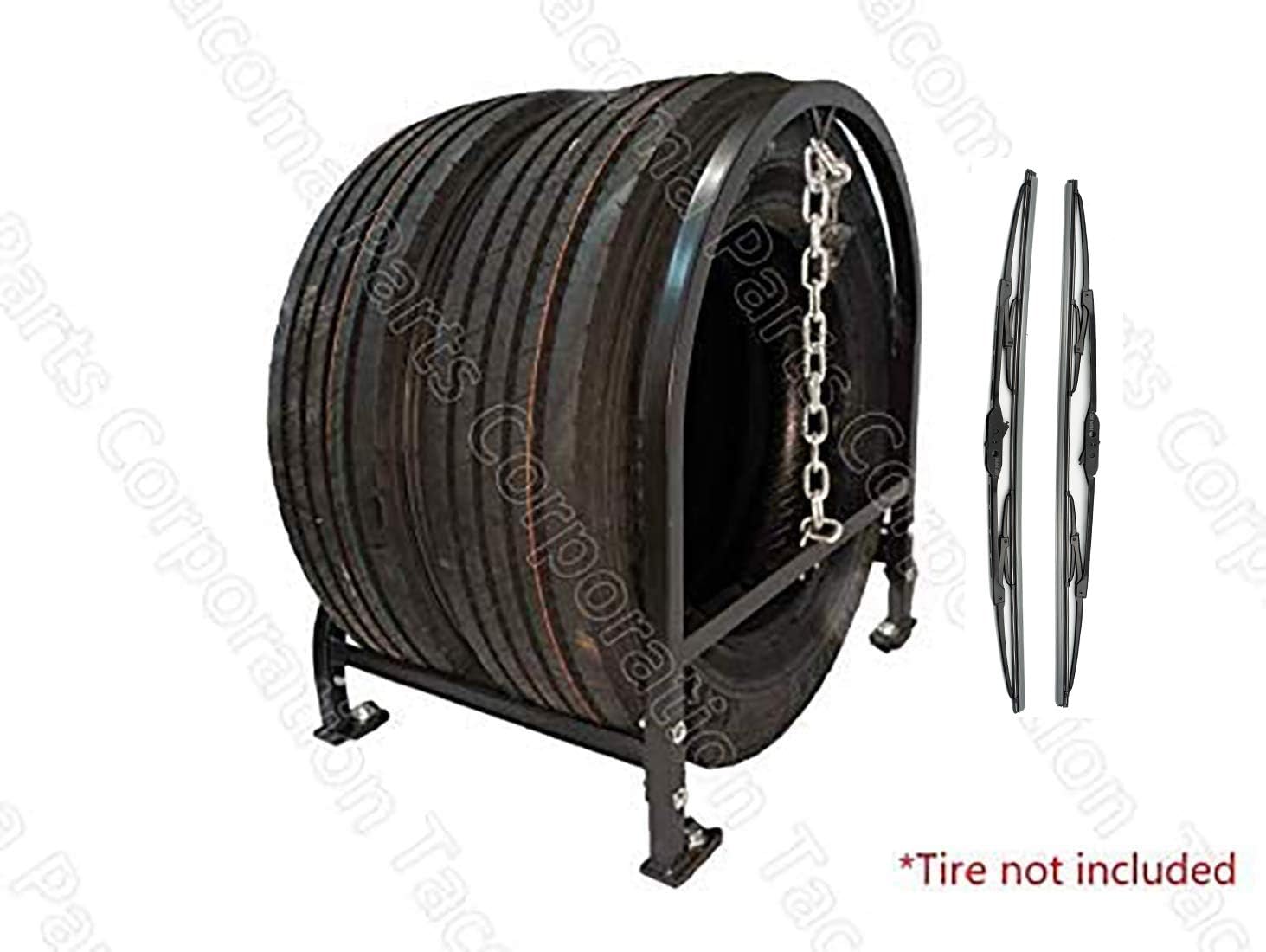 Semi Truck Steel Double Tire and Super Single Spare Tire Holder Behind Cab Compatible with Freightliner Compatible with Volvo Trucks Tire Sizes 295/75R22.5, 255/70R22.5, 11R22.5