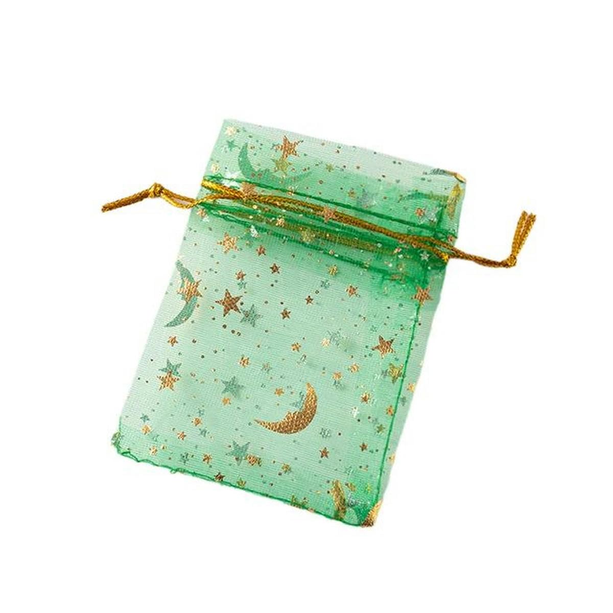 50 sztuk Moon Star Organza Biżuteria Torby Cukierki Woreczek ze Ściągaczem do Rzemiosła Ślubne Upominki Przechowywanie Małe Materiały Opakowaniowe Dostawy
