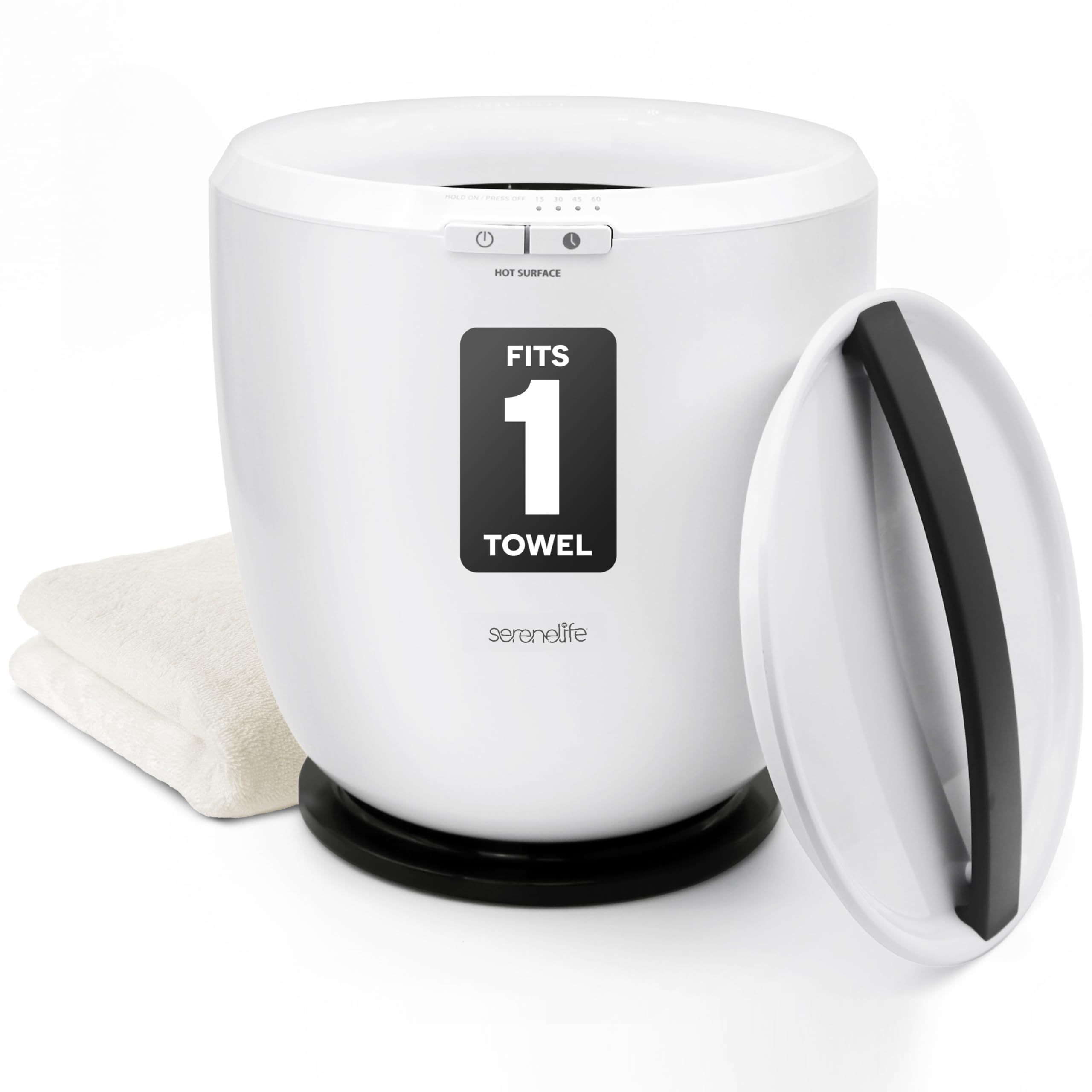 SereneLife Counter Towel Warmer Bucket - with Customized Fragrance for Spa and Bathroom, Luxury Towel Heater, Auto Shut off, Fits 1 large Towel, Blanket, Bathrobe, PJs (Black)