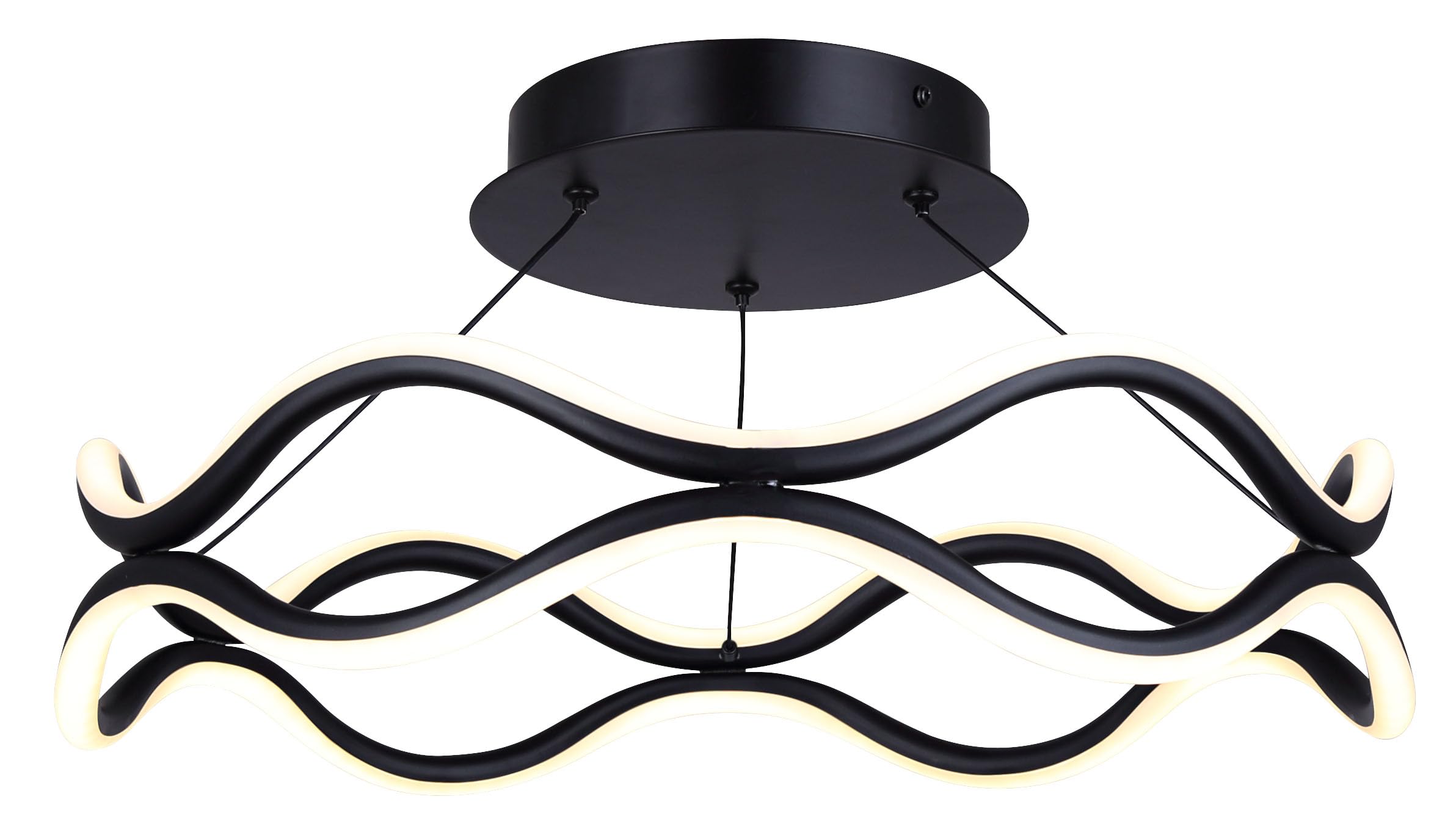 Canarm Castra Modern LED Semi-Flush Mount Ceiling Light – Matte Black Contemporary Fixture for Kitchen, Living Room, or Dining Room