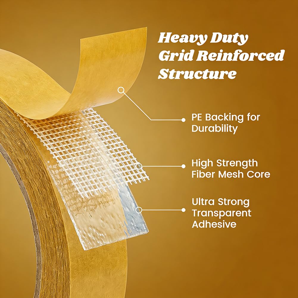 Double Sided Carpet Tape 3 Rolls, Heavy Duty Rug Tape 0.4 1 2 Inch x 33FT thumbnail