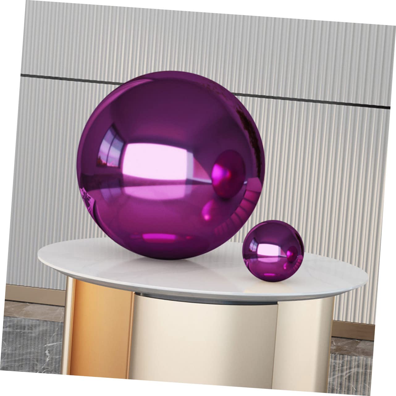 Sfera decorativa in acciaio inossidabile Sfera panoramica da giardino riflettente decorazione cava viola diverse dimensioni (350 mm)