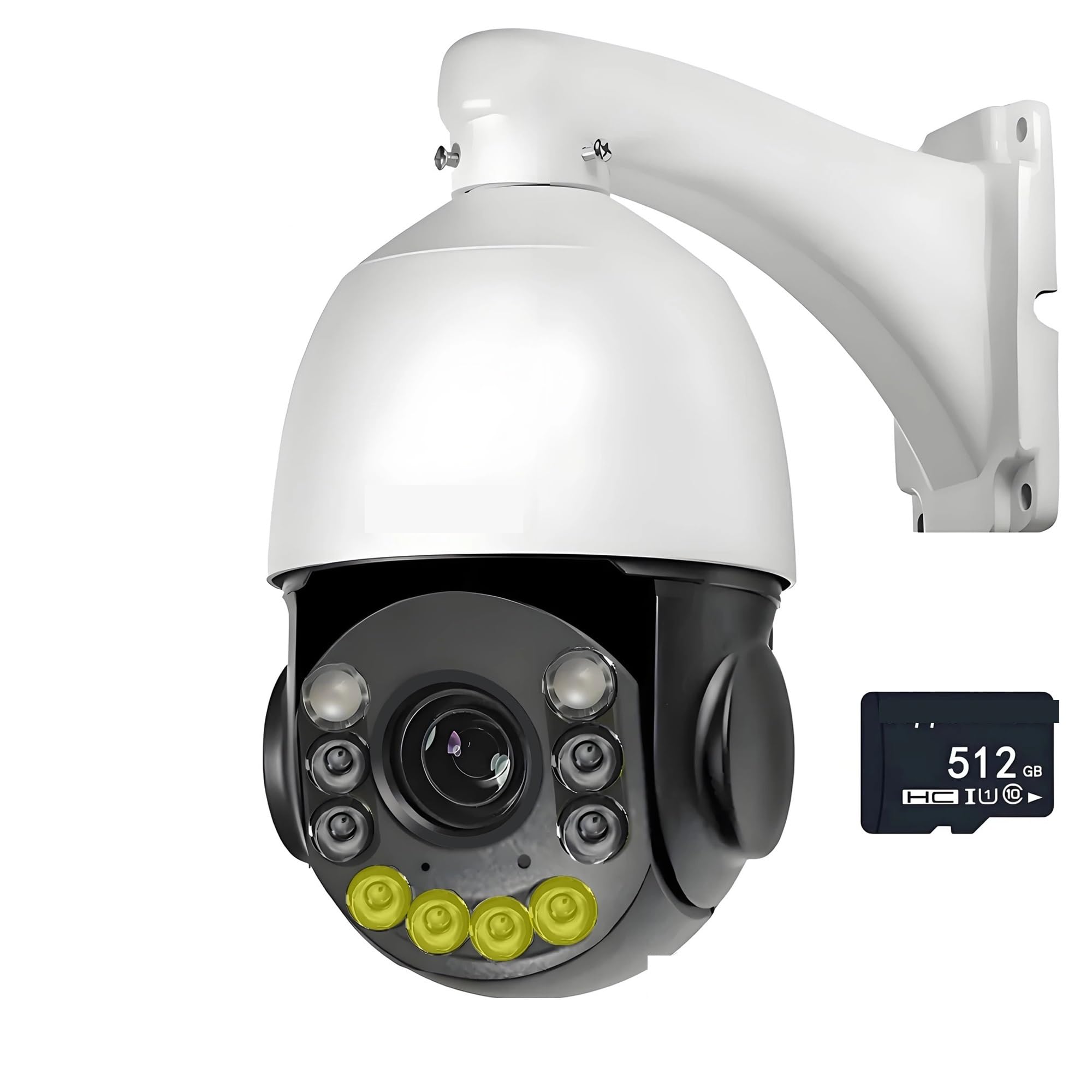 Oshpmbdlyfj White Metal Laser Infrared Full Color Auto Tracking Cruise 8Mp 4K 54X Optics Zoom 360° Poe Ptz Speed Dome Surveillance Ip Camera(White)
